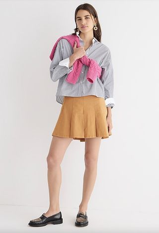 J. Crew + Pleated Chino Mini Skirt