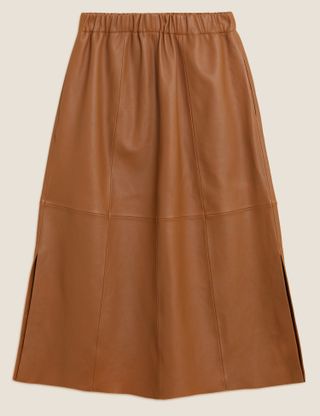 Autograph + Leather Midaxi A-Line Skirt