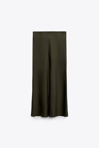 Zara + Satin Midi Skirt