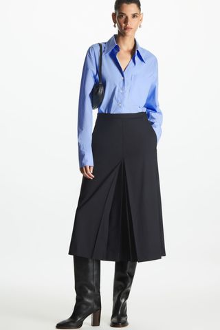 COS + Pleated Wool Midi Skirt