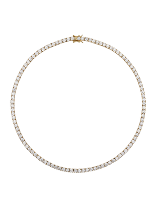 Dorsey + Kate Round Cut, Lab-Grown White Sapphire Gold Riviere Necklace in 18K Gold Coated Brass