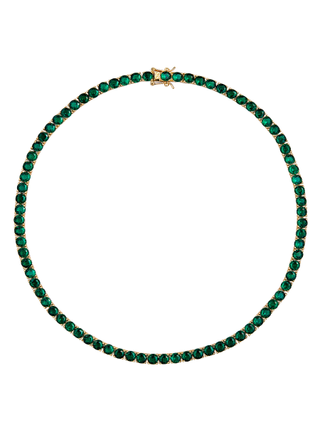 Dorsey + Kate Round Cut, Emerald Riviere Collar Necklace in 18K Gold Coated Sterling Silver