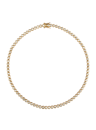 Dorsey + James Bezel, Lab-Grown White Sapphire Gold Riviere Necklace in 18K Gold Coated Sterling Silver