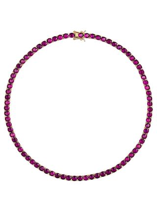 Dorsey + Kate Round Cut, Ruby Riviere Collar Necklace in in 18K Gold Coated Sterling Silver