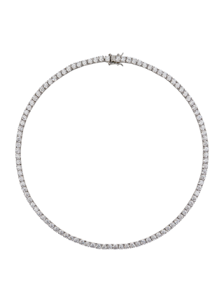 Dorsey + Kate Round Cut, Lab-Grown White Sapphire Silver Riviere Necklace in Sterling Silver