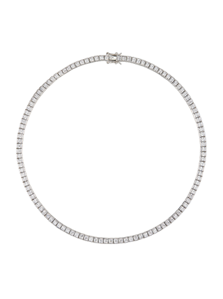 Dorsey + Dorsey Princess Cut, Lab-Grown White Sapphire Silver Riviere Necklace in Rhodium Coated Brass