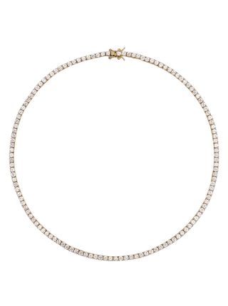 Dorsey + Moss Round Cut, 3mm 4-Prong, Lab-Grown White Sapphire, Gold Riviere Necklace 18K Gold Coated Sterling Silver