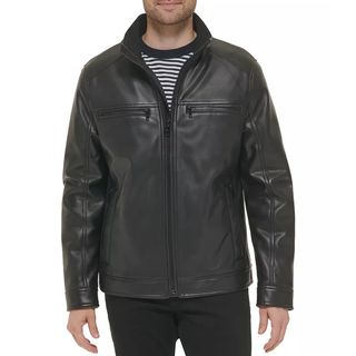 Calvin Klein + Faux Leather Moto Jacket