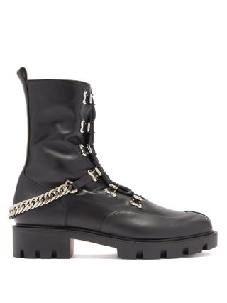 Christian Louboutin + Horse Guarda Chain-Strap Leather Ankle Boots