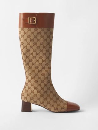 Gucci + Ellis GG-Monogram Canvas Knee-High Boots