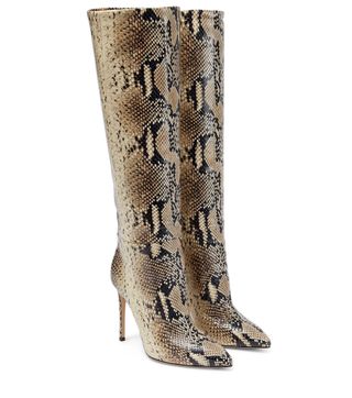 Paris Texas + Animal-Print Leather Knee-High Boots