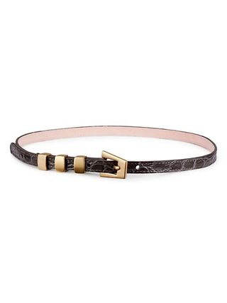 By Far + Vic Cement Circular Croc-Embossed Leather Belt
