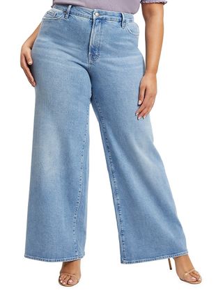 Good American + Good Stacked Flared Leg Jeans