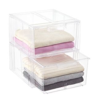 The Container Store + Clear Stackable Sweater Drawer Case Of 2
