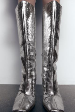 Zara + Laminated Heeled Boots
