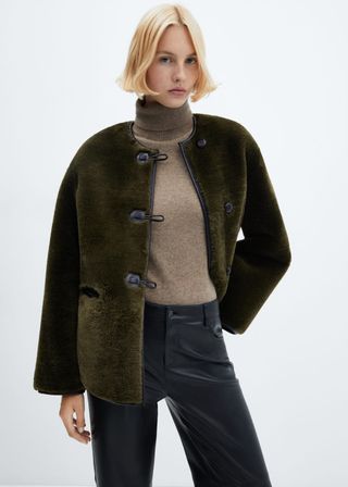 Mango + Appliqués Faux-Fur Coat