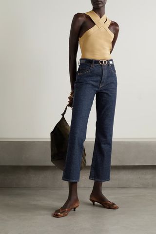 Khaite + Vivian Cropped High-Rise Bootcut Jeans