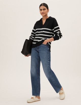 M&S Collection + Striped Collared Jumper