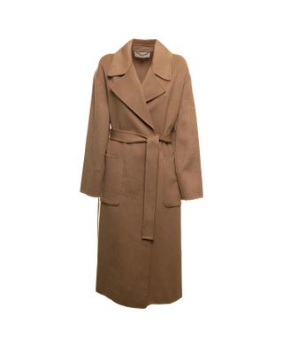 Michael Kors + Double-Breasted Camel Colored Wool Coat