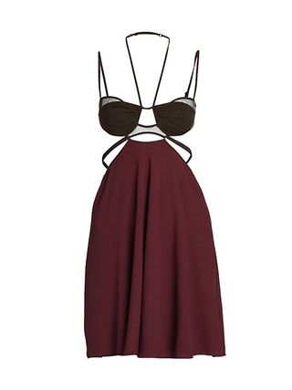 Nensi Dojaka + Colorblocked Open-Back Minidress
