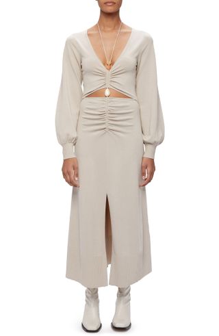 Jonathan Simkhai + Inez Long Sleeve Cutout Compact Rib Sweater Dress