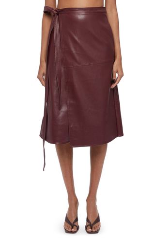 Jonathan Simkhai + Bia Faux Leather A-Line Wrap Skirt