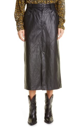 Isabel Marant Étoile + Cecilia Faux Leather A-Line Skirt