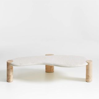 Crate and Barrel by Athena Calderone + Sassolino Concrete and Burl Wood Coffee Table by Athena Calderone