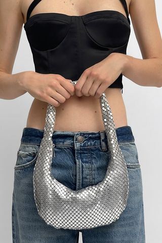 Zara + Shoulder Bag With Metallic Mesh