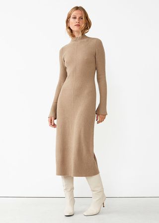 & Other Stories + Fitted A-Line Wool Knit Dress