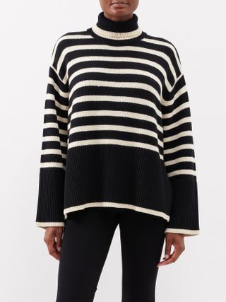 Toteme + Striped Roll-Neck Wool-Blend Sweater