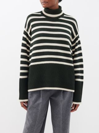 Toteme + Roll-Neck Striped Wool Sweater