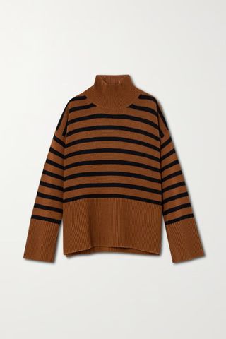 Allude + Striped Wool and Cashmere-Blend Turtleneck Sweater