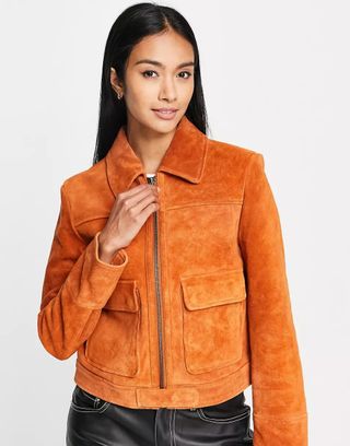 Muubaa + Zip Front Suede Leather Jacket
