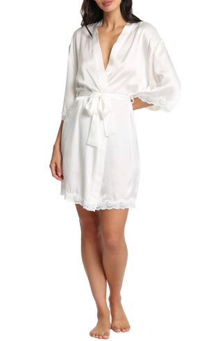 Papinelle + Camille Lace Trim Silk Short Robe