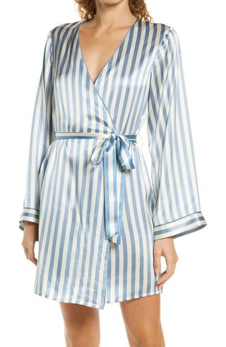 Morgan Lane + Langley Stripe Silk Short Robe