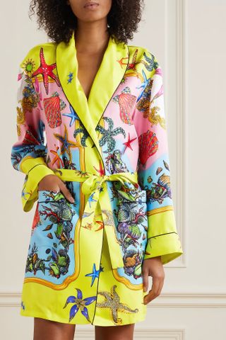 Versace + Printed Silk-Twill Robe