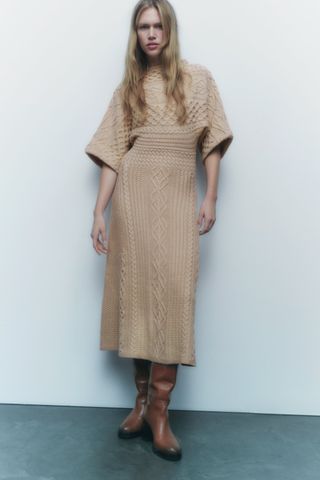 Zara + Mixed Woven Knit Dress
