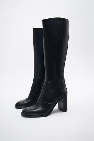 Zara + Heeled Knee High Boots