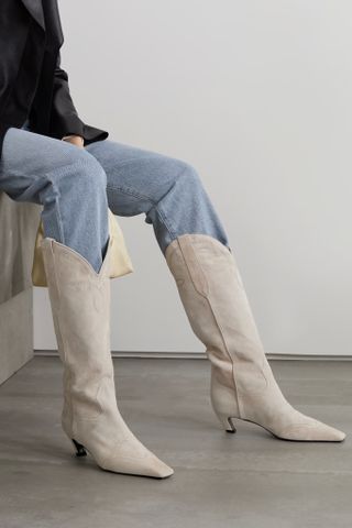 Khaite + Dallas Suede Knee Boots