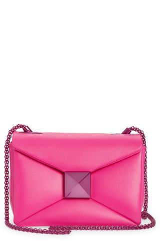 Valentino + Small One Stud Pp Pink Leather Shoulder Bag