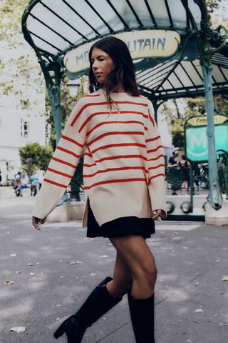Zara + Striped Oversized Sweater