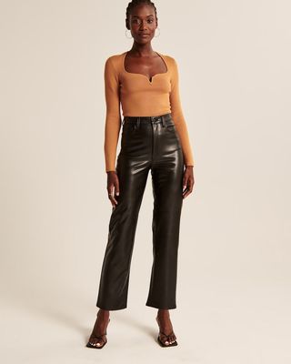 Abercrombie & Fitch + Vegan Leather Ankle Straight Pants