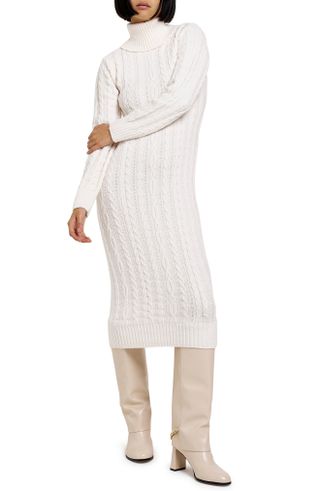 River Island + Long Sleeve Cable Sweater Dress