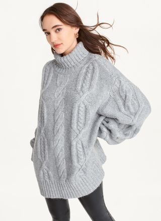 DKNY + Oversized Cable Knit Sweater