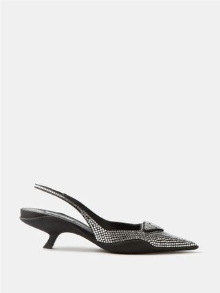 Prada + Crystal-Embellished Point-Toe Pumps