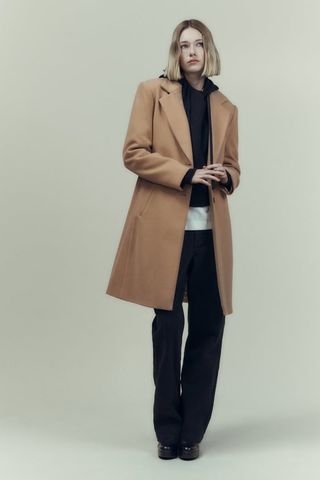 Zara + Coat with Shoulder Pads
