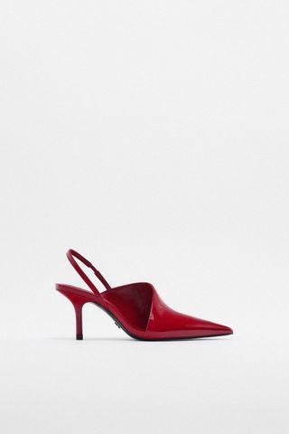 Zara + Asymmetric Slingback Leather Shoes