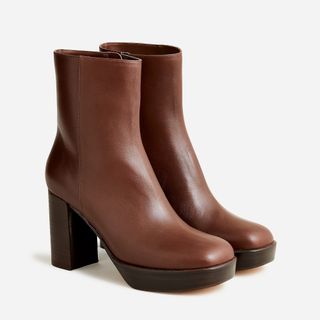 J.Crew + Platform Stacked-Heel Boots in Leather