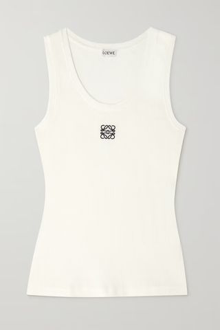 Loewe + Embroidered Ribbed Cotton-Blend Tank